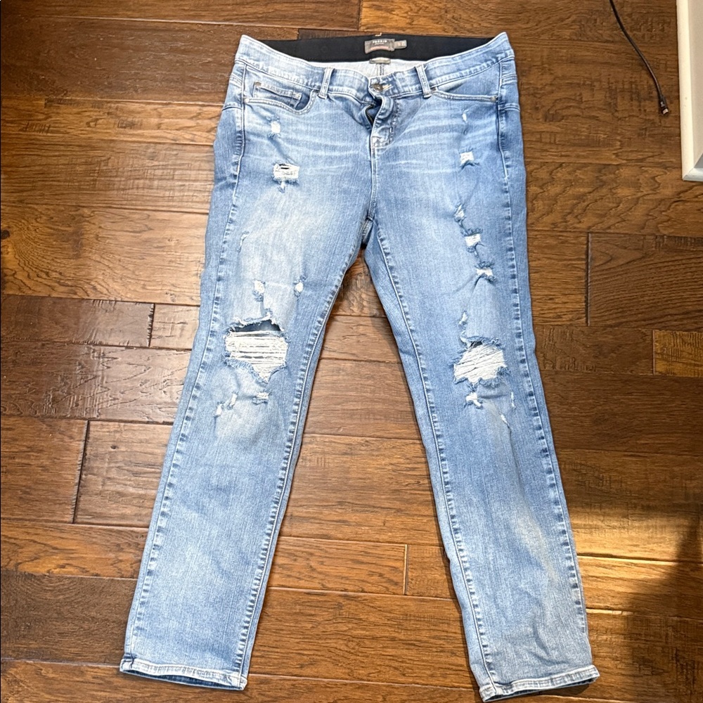 Torrid Bombshell Straight Premium Stretch Distressed Light Blue Women Jeans
